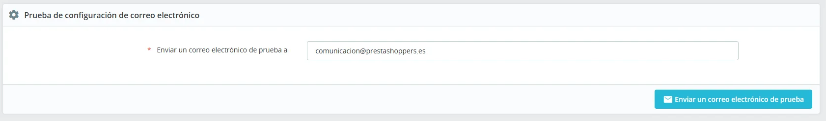 Prueba de envío de email en PrestaShop