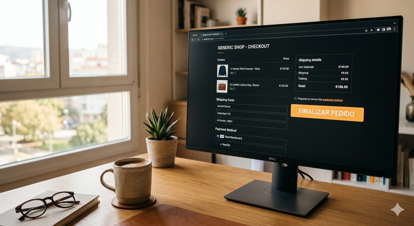 Pantalla de checkout de tienda online funcionando correctamente
